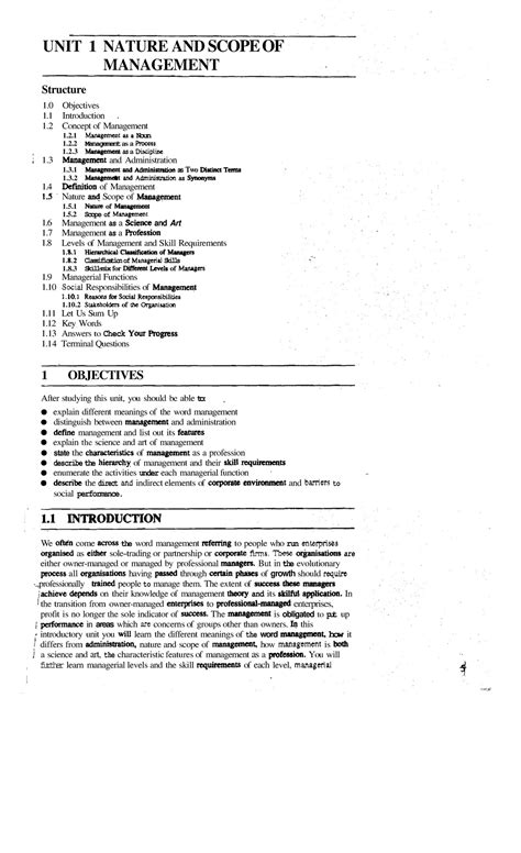 Nature AND Scope OF Management - I ####### UNIT 1 NATURE AND SCOPE OF ...
