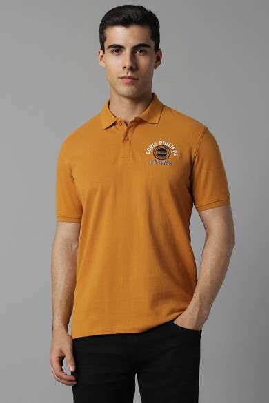 Buy Men Yellow Solid Polo Neck T-shirt Online - 39652054 | Louis Philippe