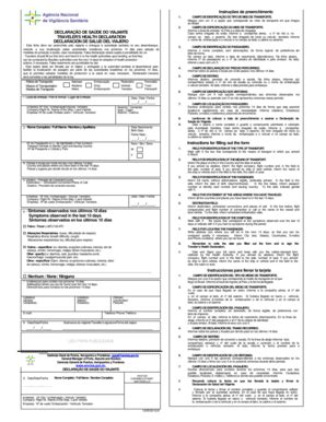 DECLARA O DE SA DE DO VIAJANTE TRAVELER'S ... - Anvisa - Fill and Sign ...