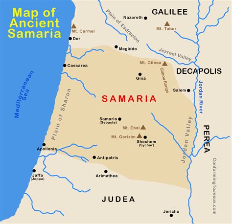 Map of Ancient Roman Samaria - Map of Samaria at the time of Jesus