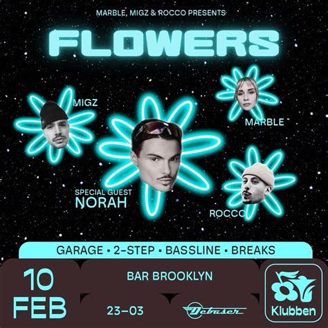 FLOWERS NORAH MARBLE MIGZ ROCCO DEBASER KLUBBEN, Hornstulls Strand 4 ...