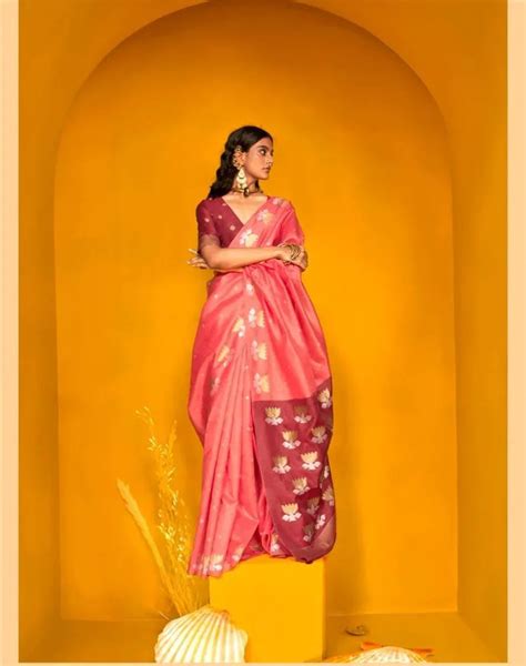 Tulip Pink Printed Tussar Silk Saree for Women – Kalyanja
