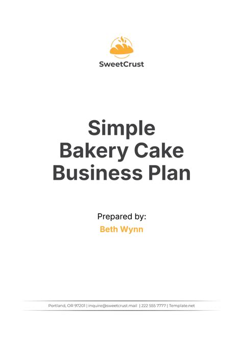 Free Simple Bakery Cake Business Plan Template to Edit Online
