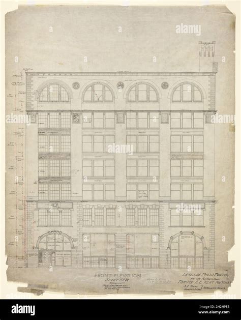 Lakeside Press Building, Chicago, Illinois, Front Elevation, 11/9/1896 ...