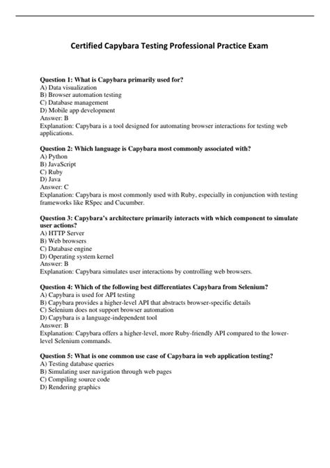 Certified Capybara Testing Professional Practice Exam - Computers ...