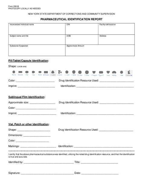 Fillable Online doccs ny PHARMACEUTICAL IDENTIFICATION REPORT Fax Email ...