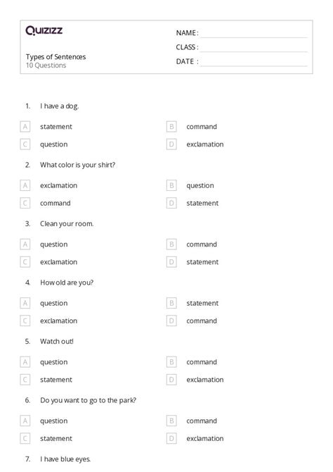 50+ Types of Sentences worksheets for Kindergarten on Quizizz | Free ...