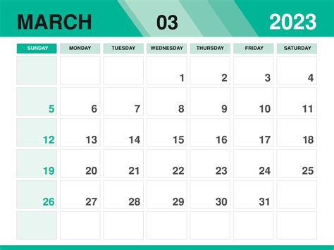 March 2023 template, Calendar 2023 template vector, planner monthly ...