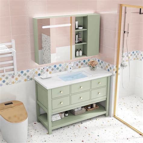 American Style Oak Solid Wood Stand Floor-to-Ceiling Bathroom Cabinet ...