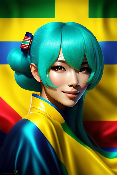 Lexica - Hatsune Miku in front of Brazil flag