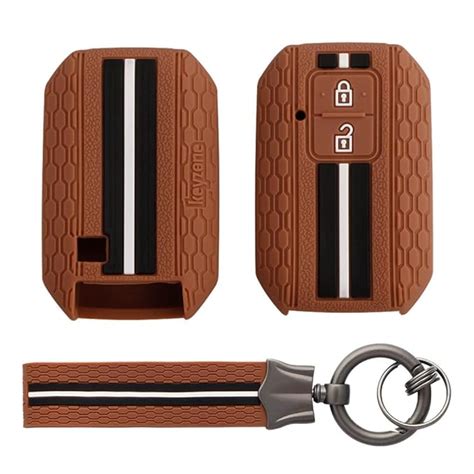 Keyzone Striped Silicone Key Cover & Keychain Compatible for Suzuki ...