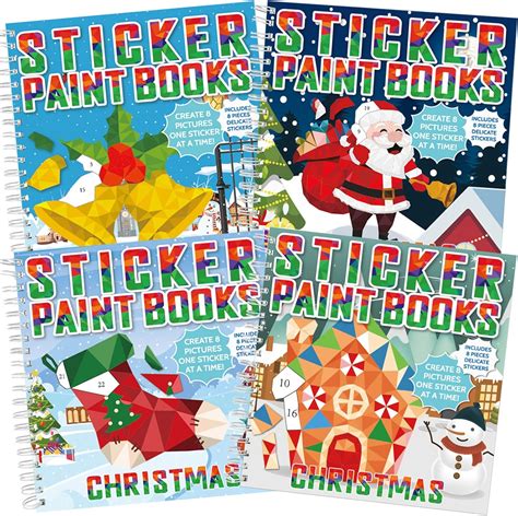 Amazon.com: 4 Pcs Christmas Paint by Sticker Books for Kids Ages 4-8 Sticker by Number Books ...