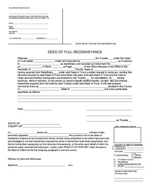 Deed of Full Reconveyance - Blank Fillable Template | Fill Out, Print ...
