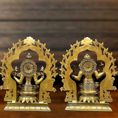 Buy Brass Ganesh Lakshmi Large Idols - Antique Finish - 16 Inch ...