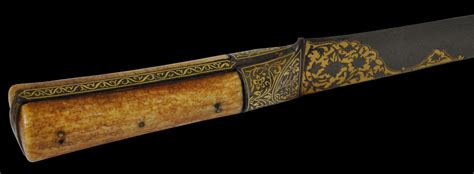 Kard Dagger with Watered Steel Blade Inlaid with Gold & Walrus Ivory ...