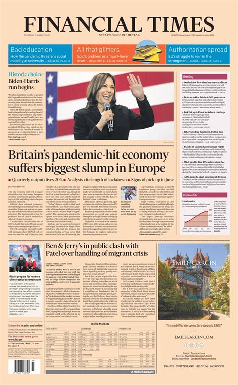 Financial Times Front Page 13th of August 2020 - Tomorrow