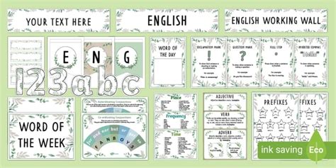 Botanical-Themed English KS2 Working Wall Set Up Pack