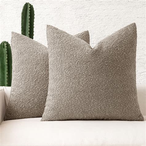 Amazon.com: MIULEE Set of 2 Light Brown Throw Pillow Covers 18x18 Inch ...