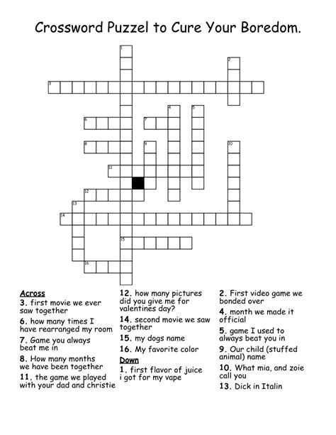 Crossword Puzzel to Cure Your Boredom. - WordMint