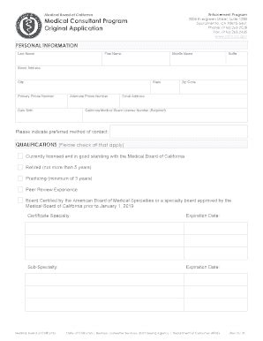 2019-2026 Form CA Medical Consultant Program Original Application ...