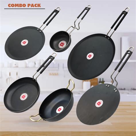 Buy LAZYwindow Iron Deep Bottom Kadhai / Fry Pan / Tawa And Tadka Pan ...
