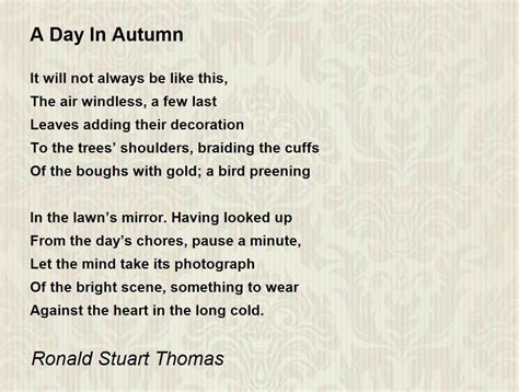 A day in autumn by rs thomas analysis - Brainly.in