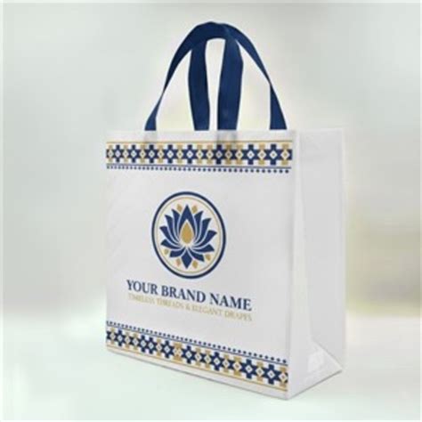 Blue & Gold Ethnic Lotus Non-Woven Box Bag | 12x16x4 | Bags Guru