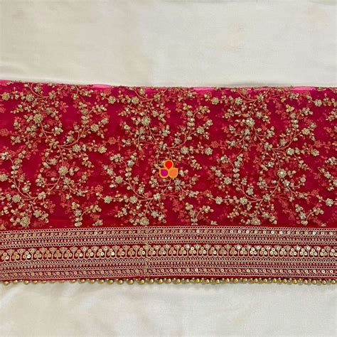 Bridal Samaira Pink Zari Embroidered Net Dupatta – anokherang