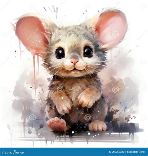 A Painting of a Little Mouse with Big Ears. Digital Image. Stock ...