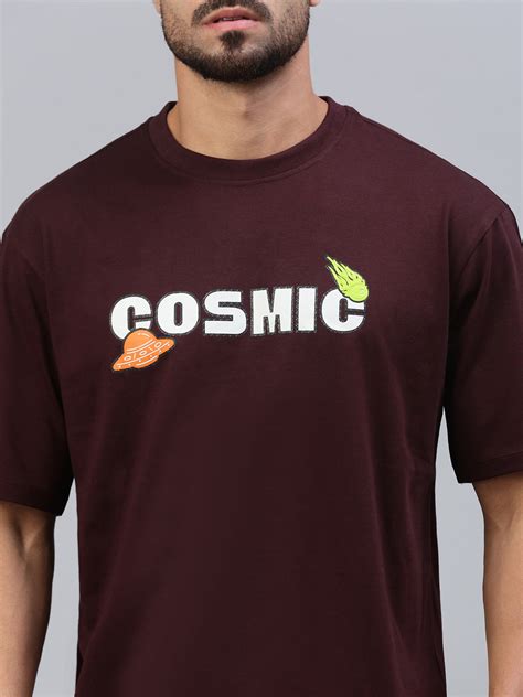 Classic Polo Men's Half Sleeve Burgundy Crew Neck Slim Fit Printed Dro