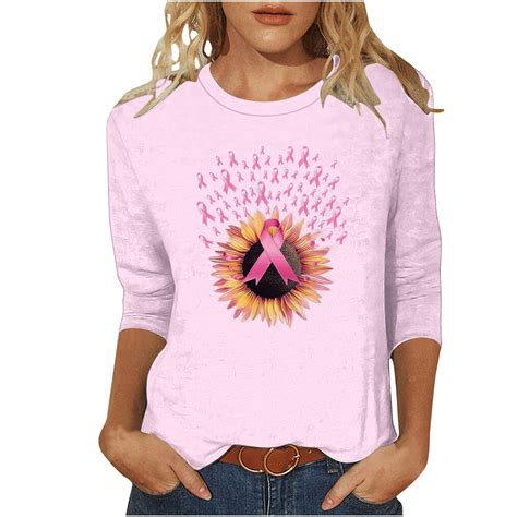 Nfurl Women Ribbon Breast Cancer Graphic Tees Shirts Plus Size Elegant ...