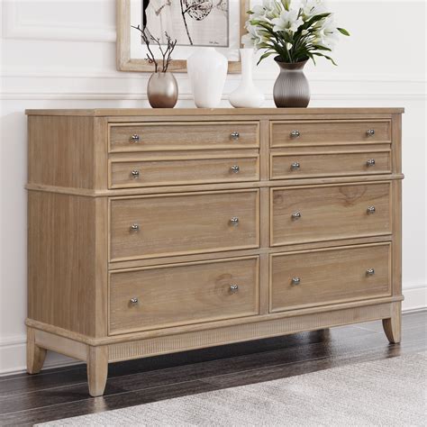 Aoolive 6 Drawers Wooden Dresser Solid Wood for Bedroom Living Room ...