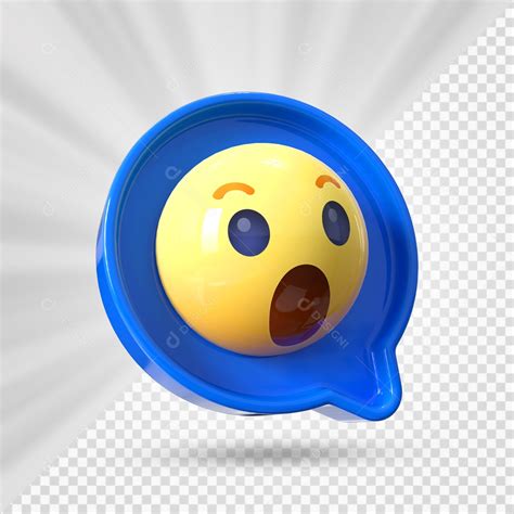 Emoji Azul Reação Uau Elemento 3D Para Composição PSD [download] - Designi