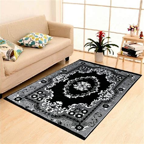 Buy Mr. Ruhal Ethnic Design Velvet carpet - ( 5 x 7 Foot), Black Online ...