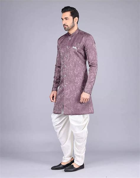 Light Brown Jacquard Semi-Indo with Floral Patterns – South India ...