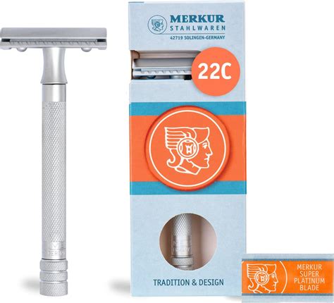 Amazon.com: MERKUR 22C Double Edge Safety Razor - Matte Chrome | Long ...
