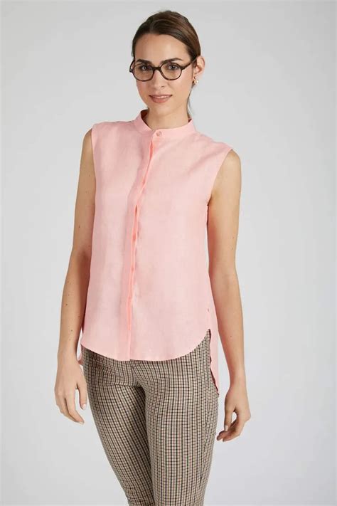 Peach sleeveless Zephyr shirt – B Label