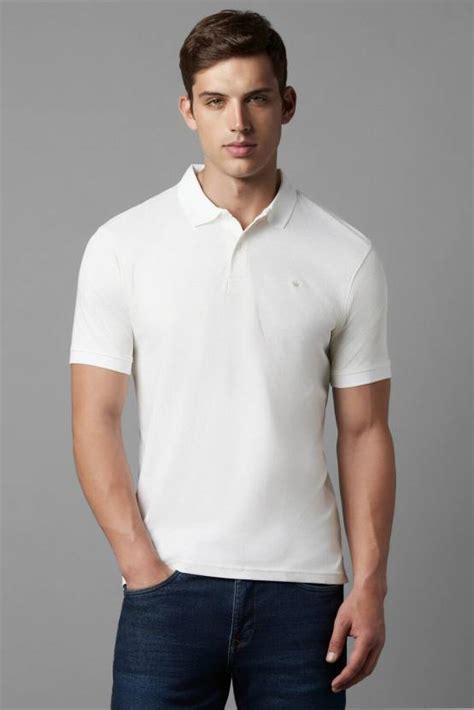 LOUIS PHILIPPE Solid Men Polo Neck White T-Shirt - Buy LOUIS PHILIPPE ...