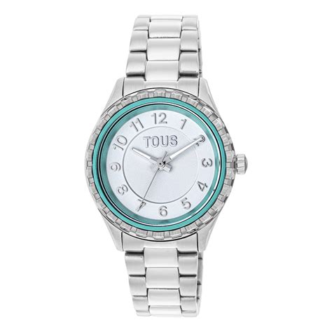 Reloj analógico con brazalete de acero y bisel interior de aluminio ...