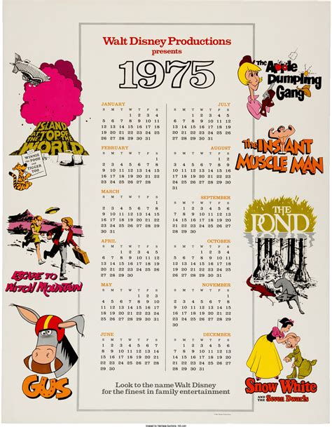 Filmic Light - Snow White Archive: 1975 WDP Wall Calendar