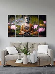 999STORE lord buddha with lotus modern painting art panels (MDF_24X40 ...
