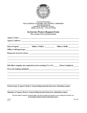 Fillable Online In-Service Waiver Request Form Fax Email Print - pdfFiller