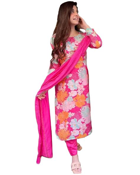 GoSriKi Women's Cotton Blend Embroidered Floral Printed Straight Kurta ...