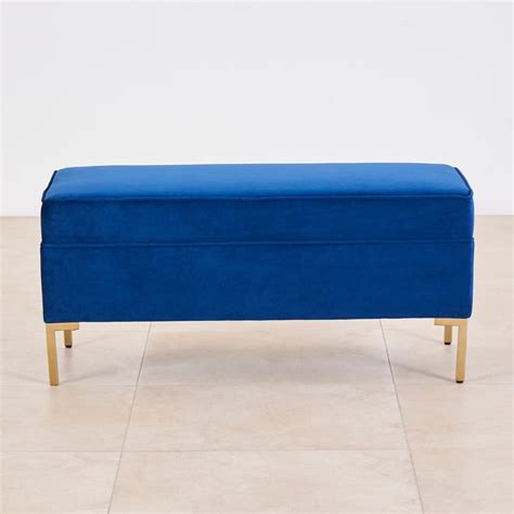 Buy Velvetica Fabric Bench - Blue from Home Centre at just INR 9995.0