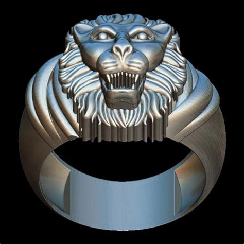 Majestic Lion Head 3D Model Ring for Men
