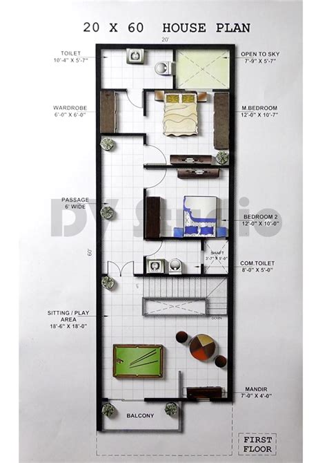 20X60 House Floor Plans - DV Studio