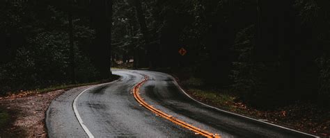 Download wallpaper 2560x1080 road, marking, forest, trees dual wide ...