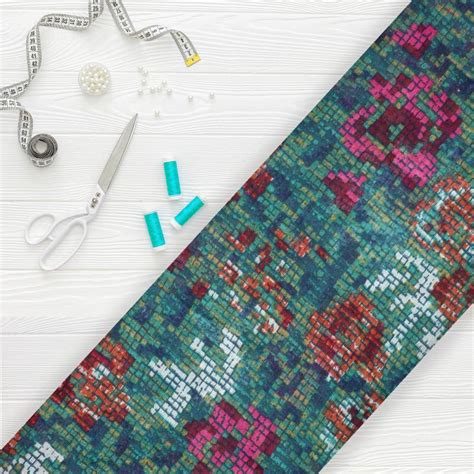 Dark Green And Brown Floral Pattern Screen Print Chiffon Fabric – Fabmyntra