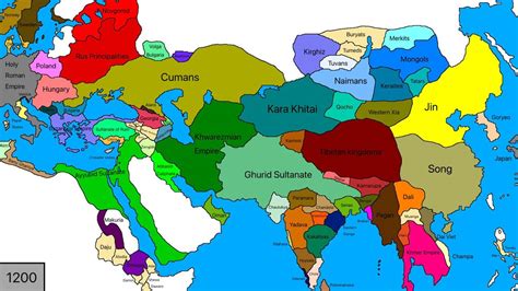 Map of Eurasia in 1200 : r/MapPorn