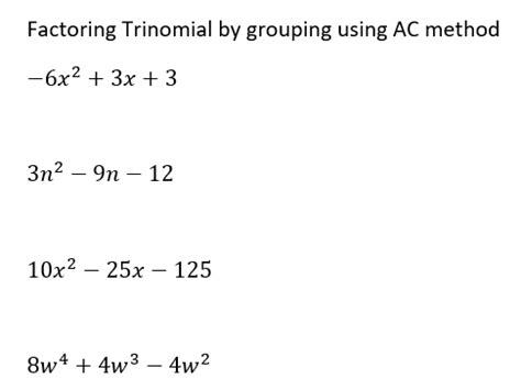 Image result for Factoring Polynomials AX Bx C Using the AC Method